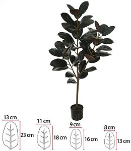 Planta Artificial Arvore Ficus Elastica Real Toque C/Pote X46 Verde Purpura 1,3cm